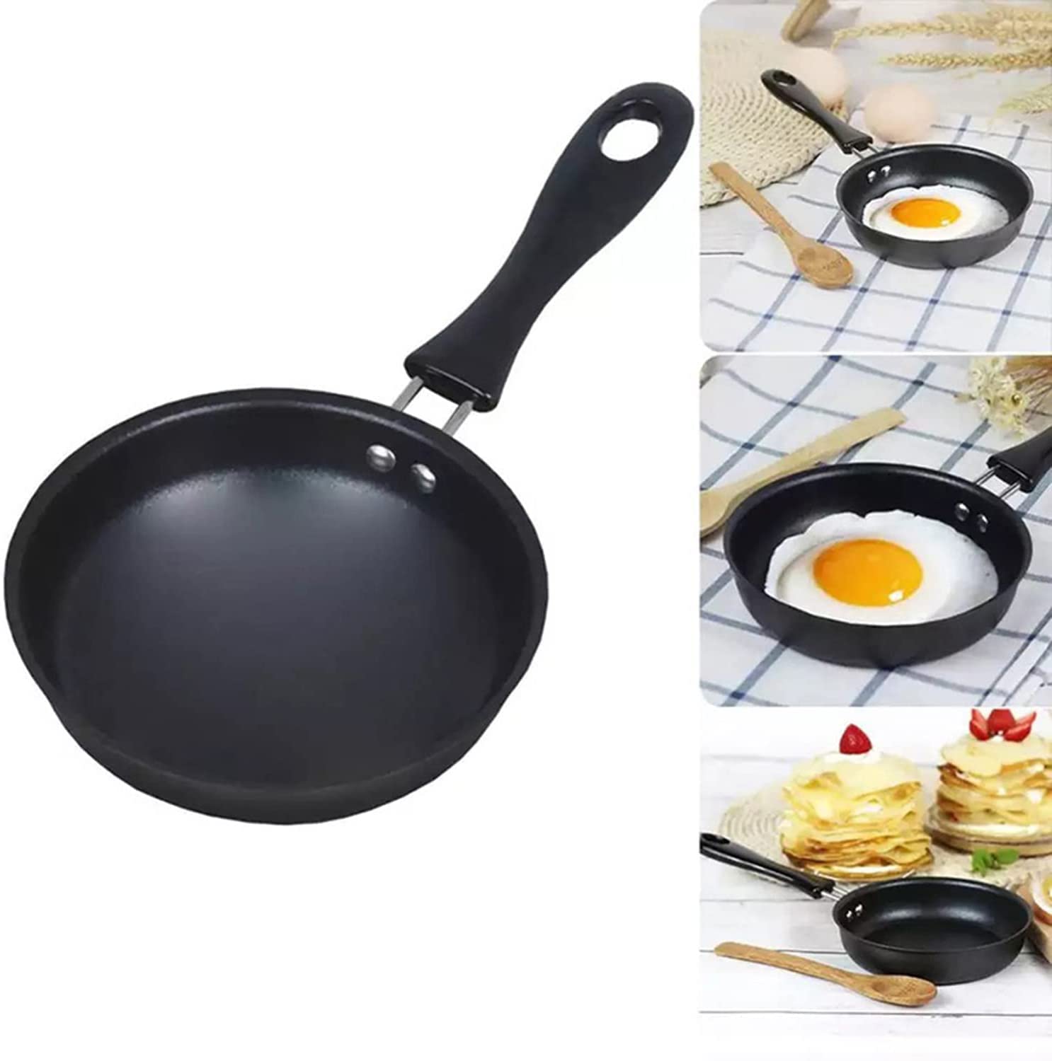 Nonstick Egg Frying Pan - 12cm Small Pancake Pan for Camping & Home Use | Perfect for Fried Eggs, Pancakes & Mini Meals | Durable Round Mini Saucepan for Kitchen, RV & Outdoor Cooking