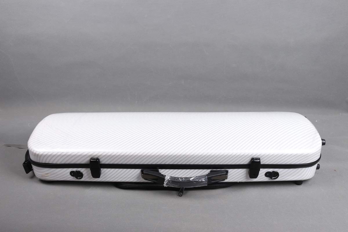 Carbon Fiber Violin Case - 4/4 Full Size Oblong Violin Box with Music Sheet Pocket | Lightweight & Durable for Travel, Practice & Performance (White)