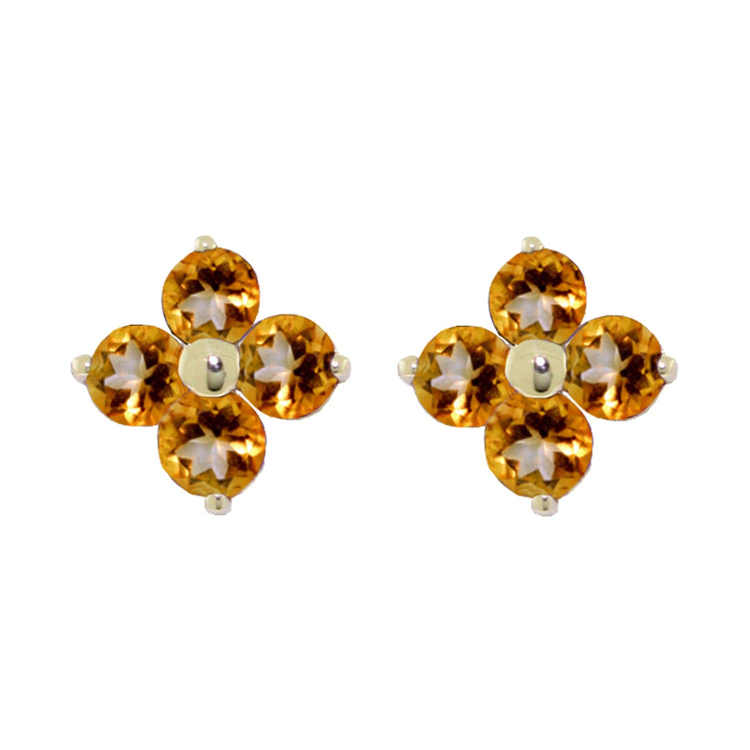 14K Solid Gold Citrine Stud Flower Earrings for Women | GG Galaxy Gold | Elegant Dainty Jewelry for Everyday Wear & Special Occasions