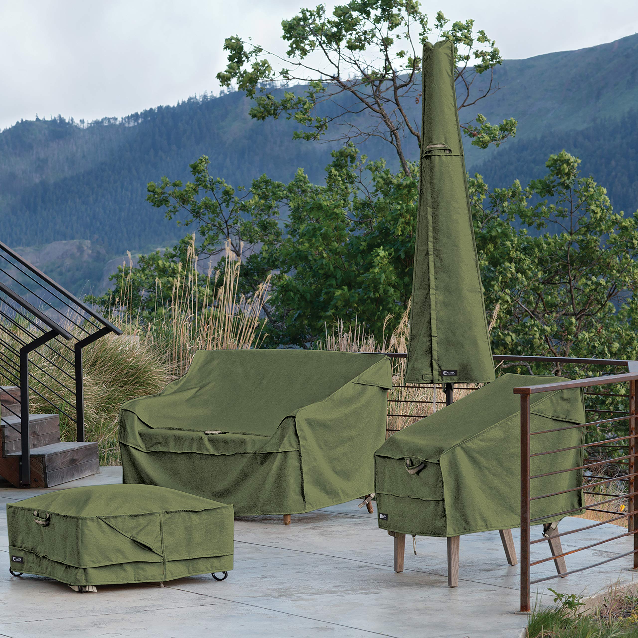 Classic Accessories Montlake FadeSafe Water-Resistant 58 Inch Patio Bench Cover, Heather Fern - Perfect for Outdoor Furniture Protection