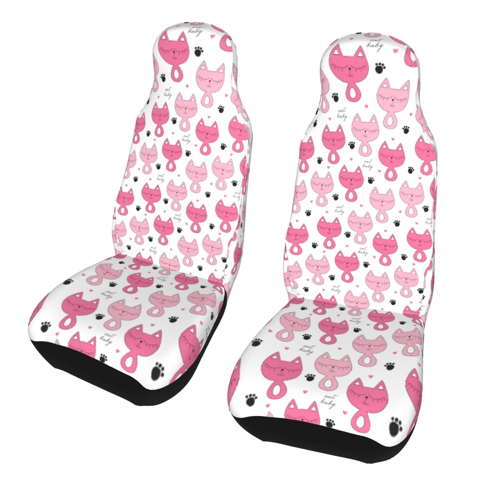 Durable Washable 3D Cute Cats Car Seat Covers - 2pc Front Seat Only, Ultra-Soft Universal Auto Seat Protector for Pets & Comfort - Perfect for Daily Commute, Road Trips & Pet-Friendly Vehicles