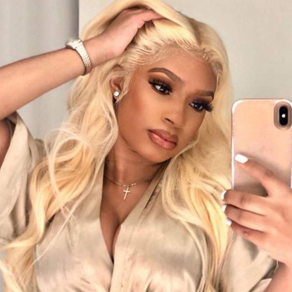 3/4 Half Wig Human Hair Extensions 16 Inch 160g - Natural Wavy 613 Bleach Blonde Clip-in Hair Extensions for Women | Long Thick Real Human Hair for Daily Styling, Parties & Special Occasions