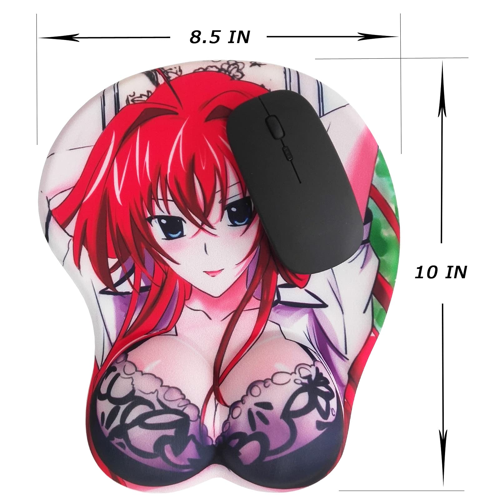 Ergonomic Gaming Mouse Pad with Wrist Support - Cute Anime Red Design - Non-Slip Computer Mouse Mat for PC/Laptop - Perfect for Office Work, Gaming & Long Computer Sessions