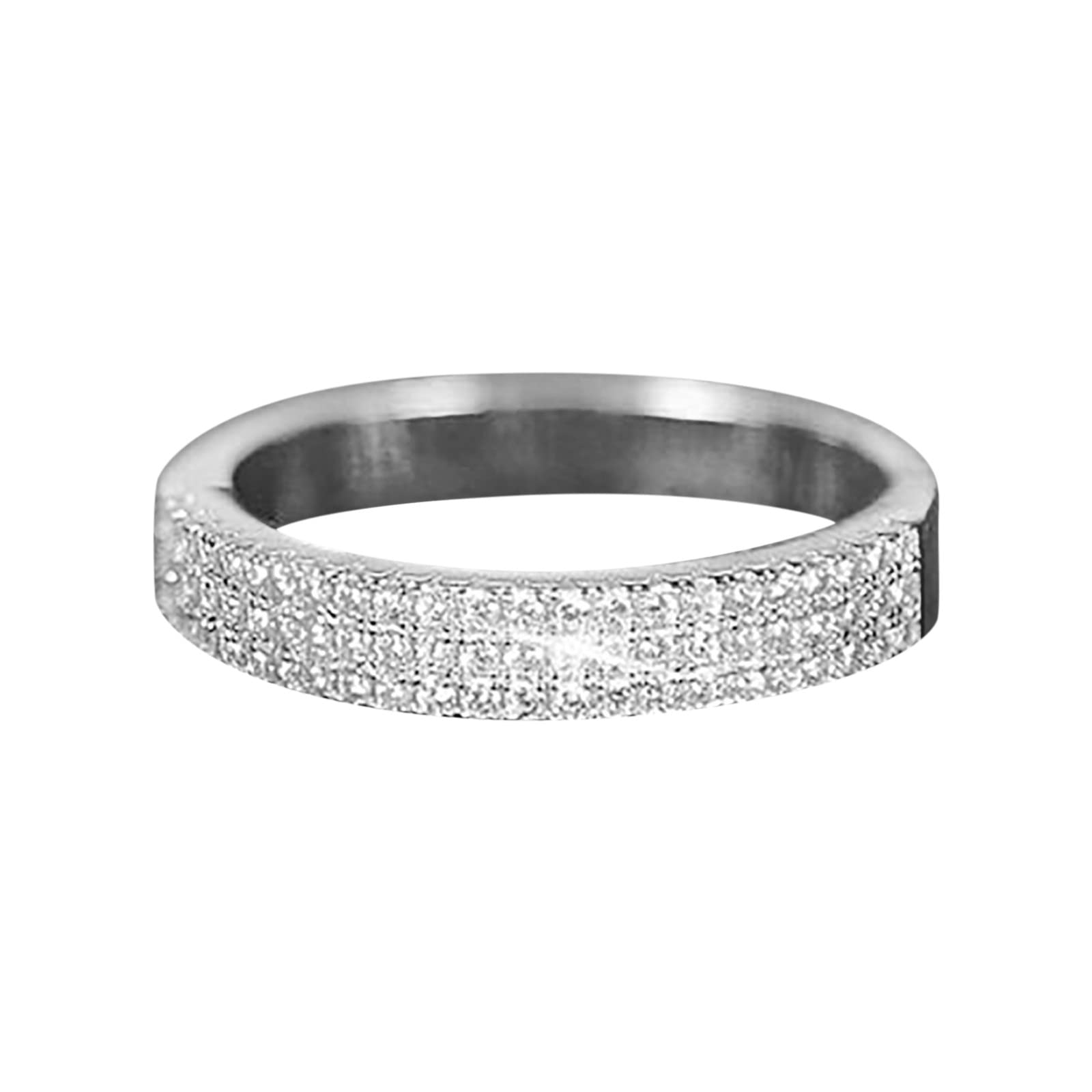 Elegant Silver Rhinestone Anxiety Ring for Women - Three-Line Diamond Zircon Ring, Size 5-11 (Silver, 7) | Stress Relief Jewelry, Perfect for Gifts, Work & Daily Wear