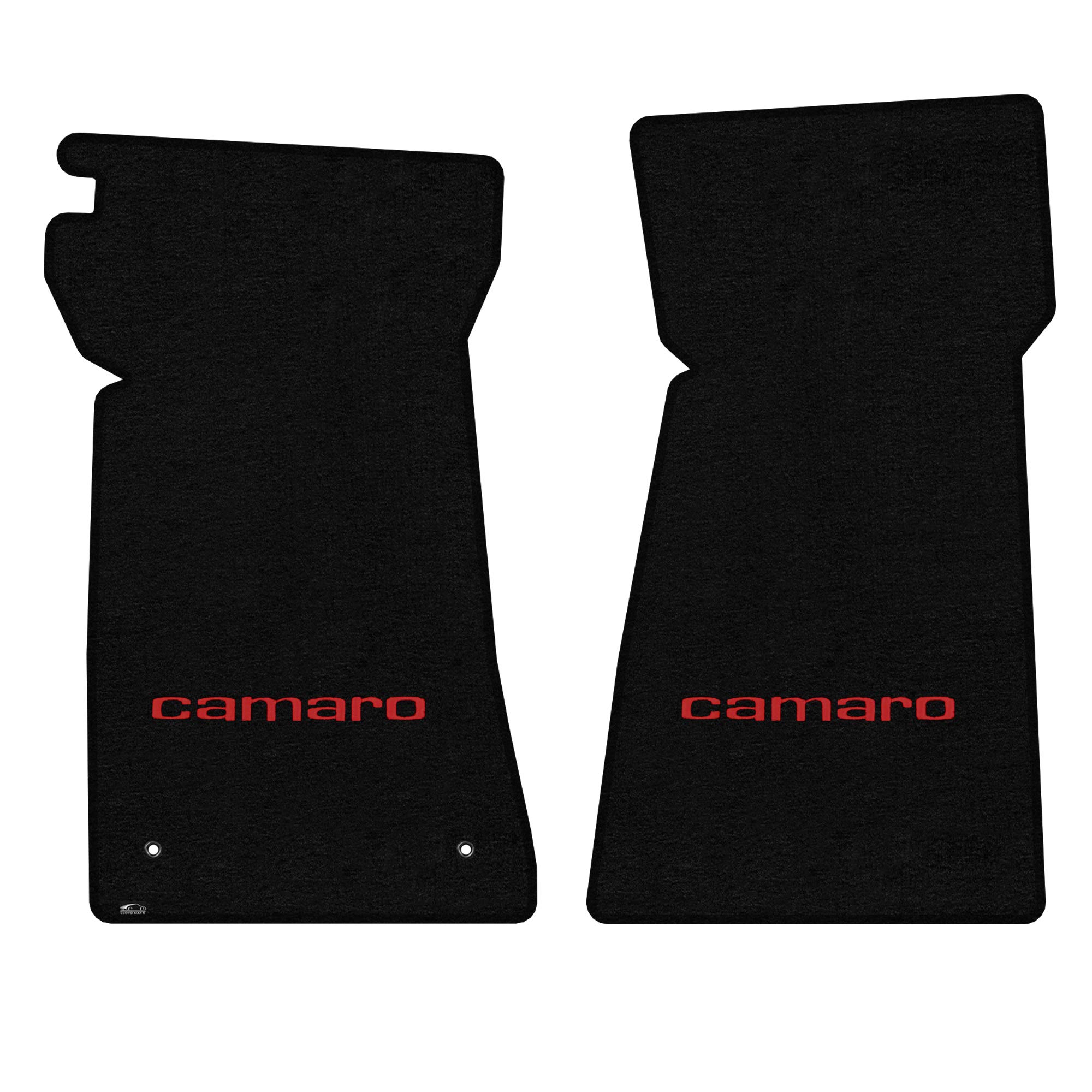 Premium Custom-Fit Carpet Floor Mats for Chevy Camaro 1975-1977 - 2-Piece Front Set with Red Camaro Logo & Black Carpet - Luxury Car Floor Liners for Enhanced Comfort & Protection - Perfect for Daily Driving, Road Trips & Car Shows