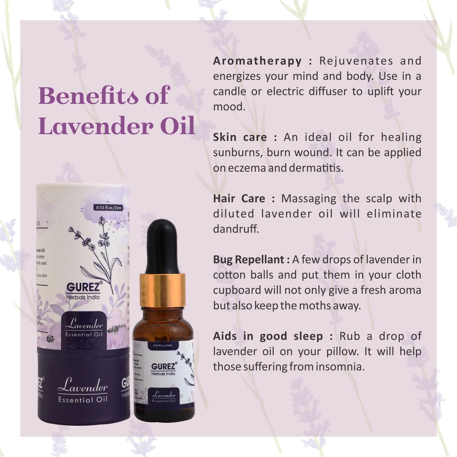 Gurez 100% Pure Lavender & Tea Tree Essential Oils Set - Undiluted Natural Aromatherapy Oils for Hair Growth, Skin Care, Facial Treatment, Diffuser, Relaxation & Massage (30ml Combo Pack) - Perfect for Stress Relief, Spa Days & Better Sleep