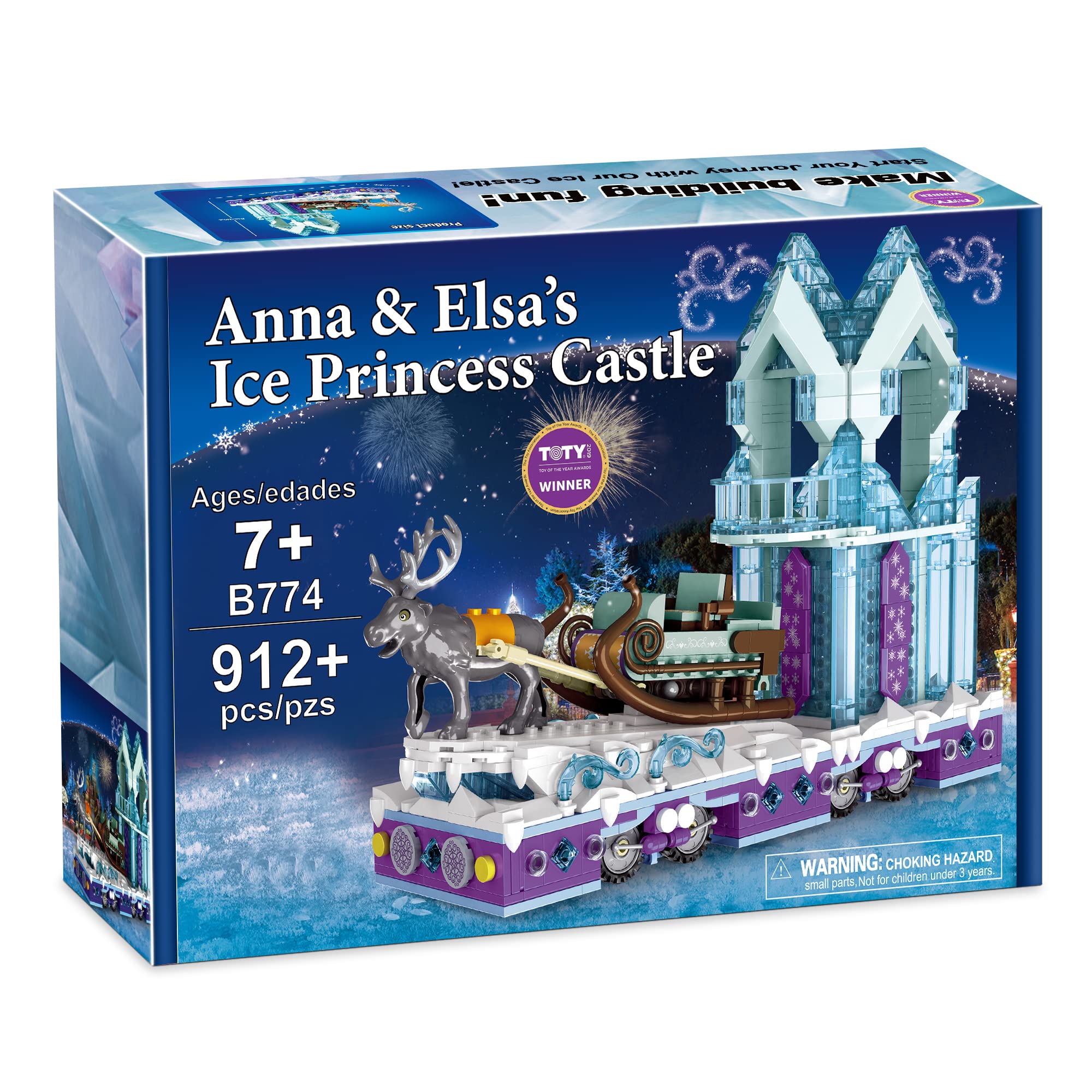 Educiro Frozen Ice Princess Castle Building Set with Reindeer Sven - 912 Piece Movable Toy for Kids Ages 8-12 | Anna & Elsa Themed STEM Educational Gift for Girls & Boys | Perfect for Birthday, Christmas & Creative Play