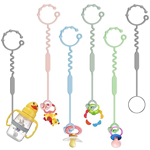 6 Pack Adjustable Silicone Baby Toy Safety Straps - Stroller & Shopping Cart Straps, Teether & Sippy Cup Holder for Infants | Perfect for Strollers, High Chairs, Diaper Bags & Travel