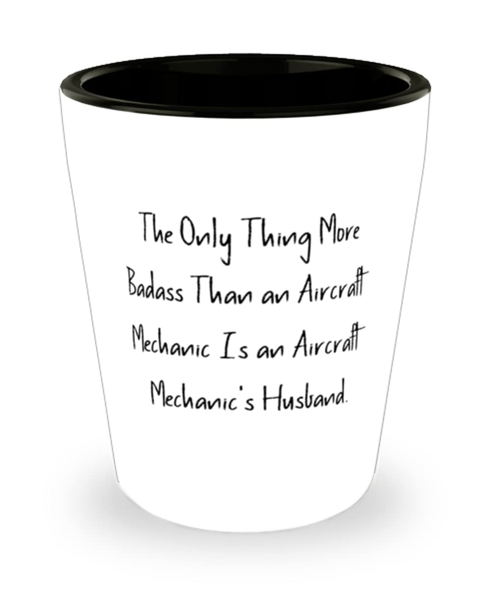 Premium Aircraft Mechanic Shot Glass - Ceramic Whiskey Glass for Men, Unique Gift for Husband from Wife - Perfect for Aviation Enthusiasts, Bars & Man Cave Decor