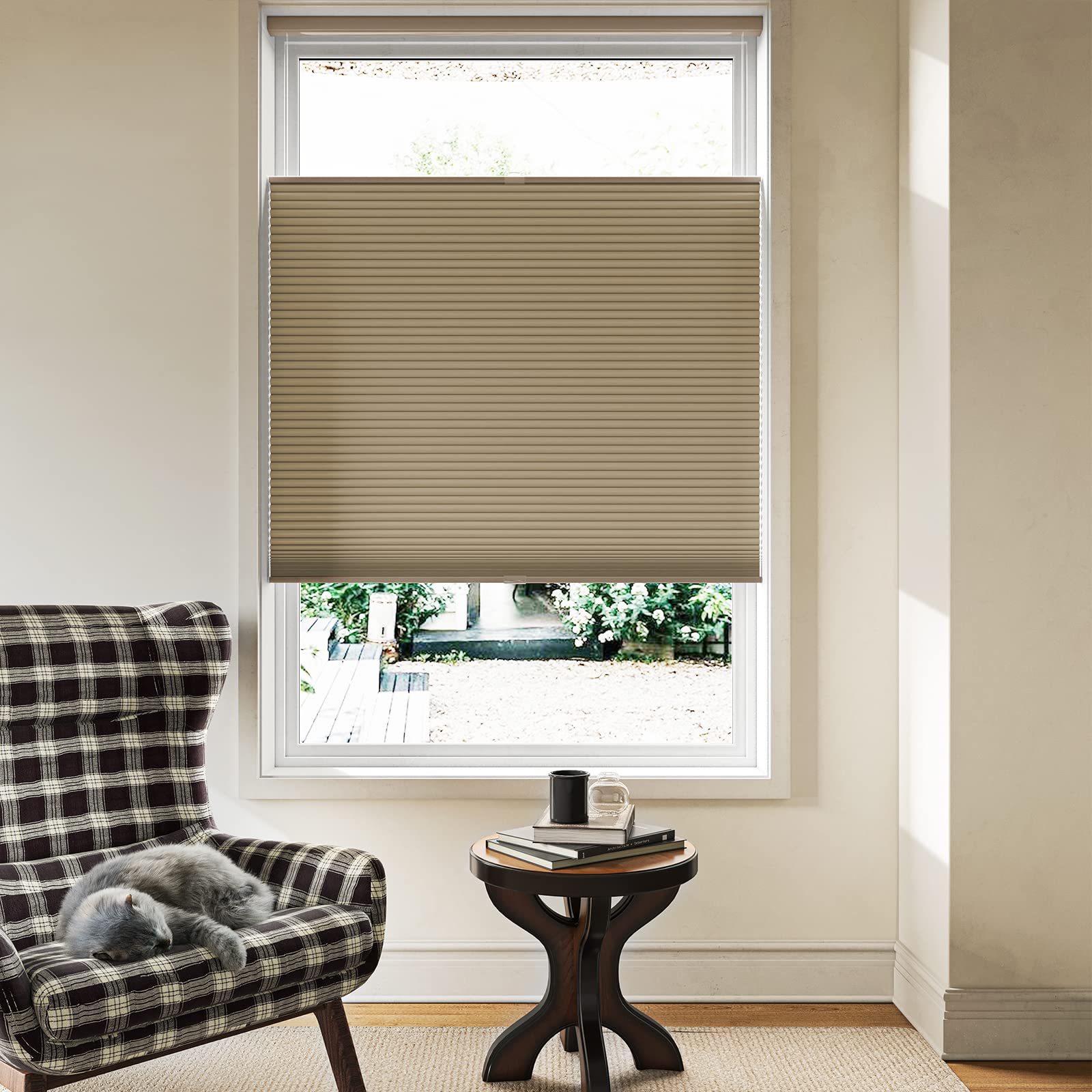 **Keego Cordless Blackout Cellular Shades - Custom Size Noise Cancelling Window Blinds for Kitchen, Bedroom & Office (51