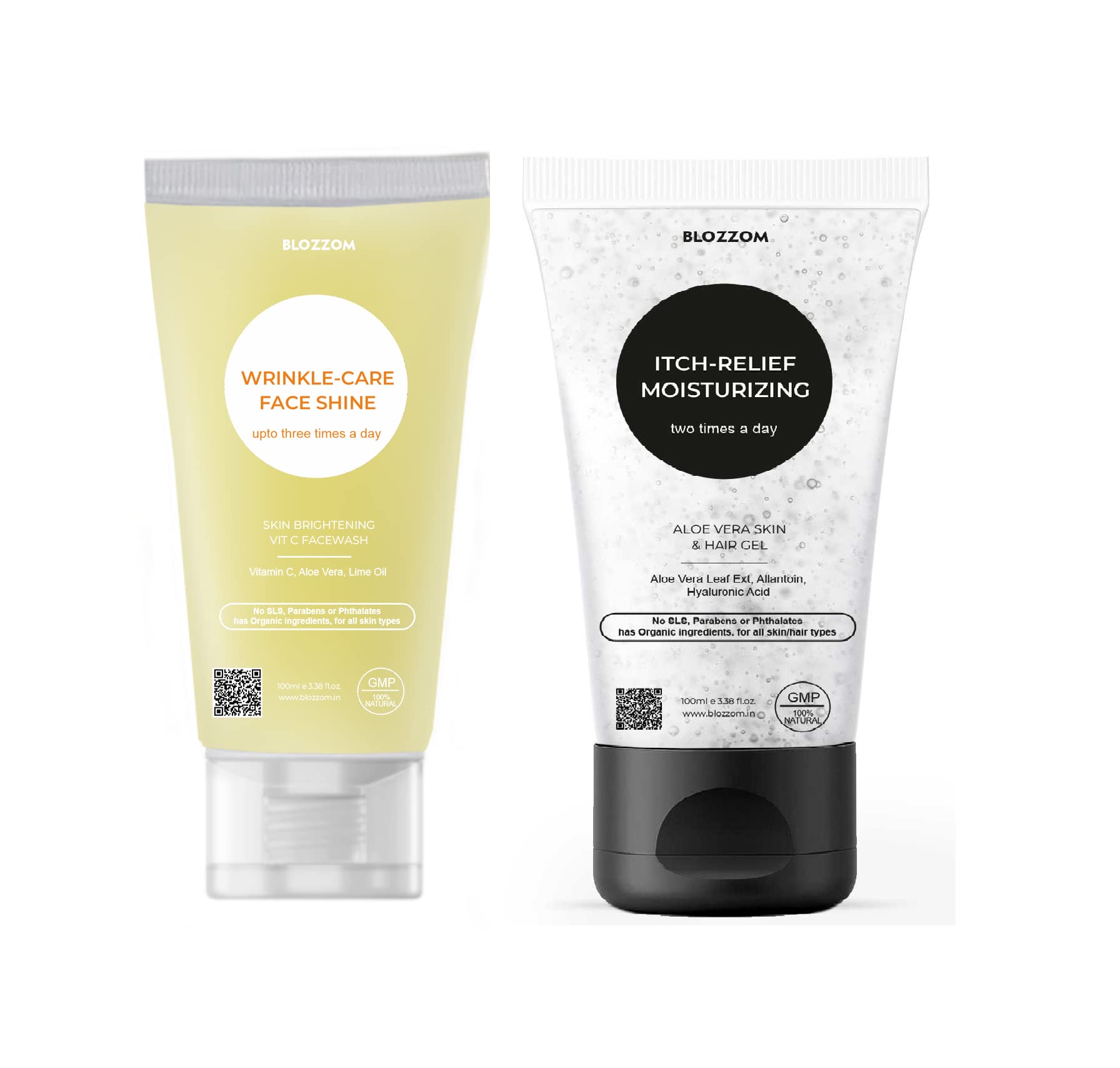 Blozzom Vitamin C Face Wash with Aloe Vera Gel - 100ml Brightening & Hydrating Facial Cleanser for Glowing Skin | Daily Skincare Routine, Morning & Night Use