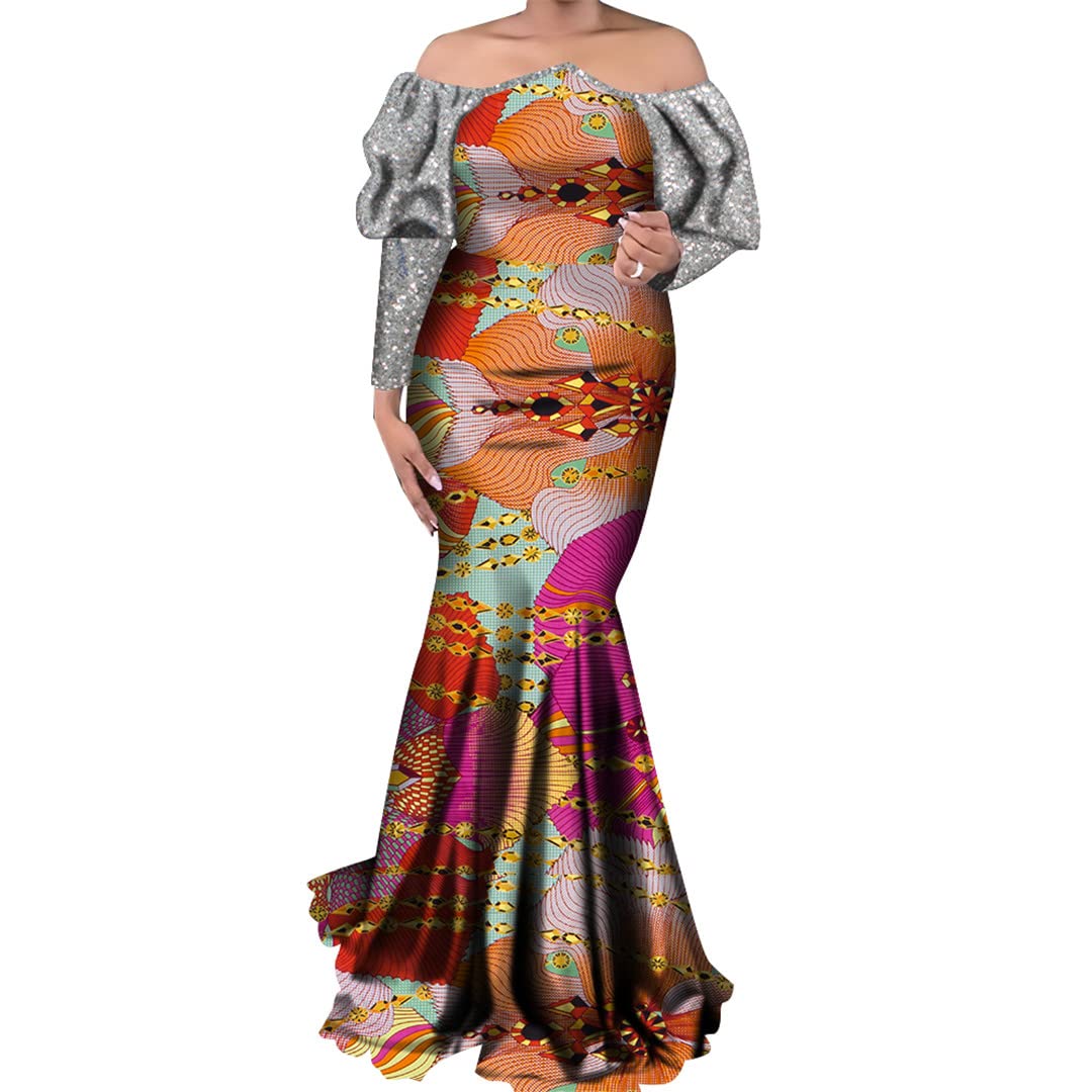 Elegant African Dashiki Party Dresses for Women - Plus Size Traditional Clothing 24fs1153 L - Perfect for Weddings, Cultural Events & Festive Occasions