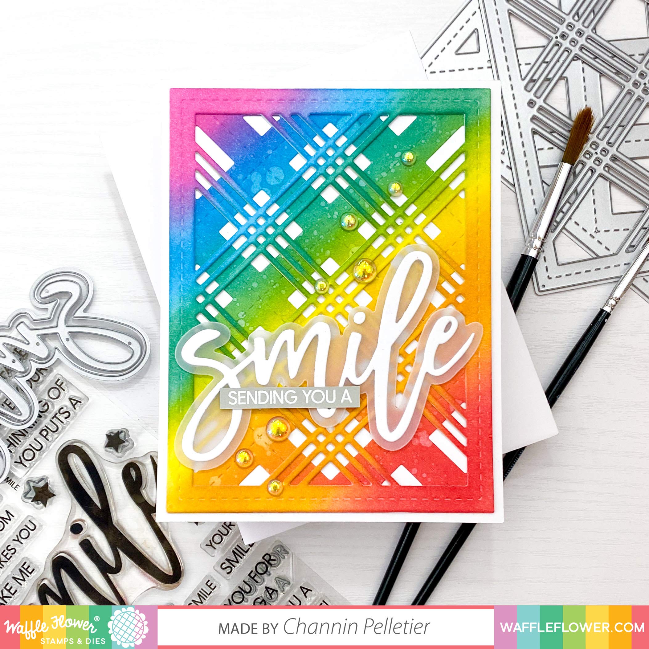 Waffle Flower Oversized Smile Stamp Set for Card Making & Scrapbooking - DIY Greeting Cards, Journaling, Planner Decorations