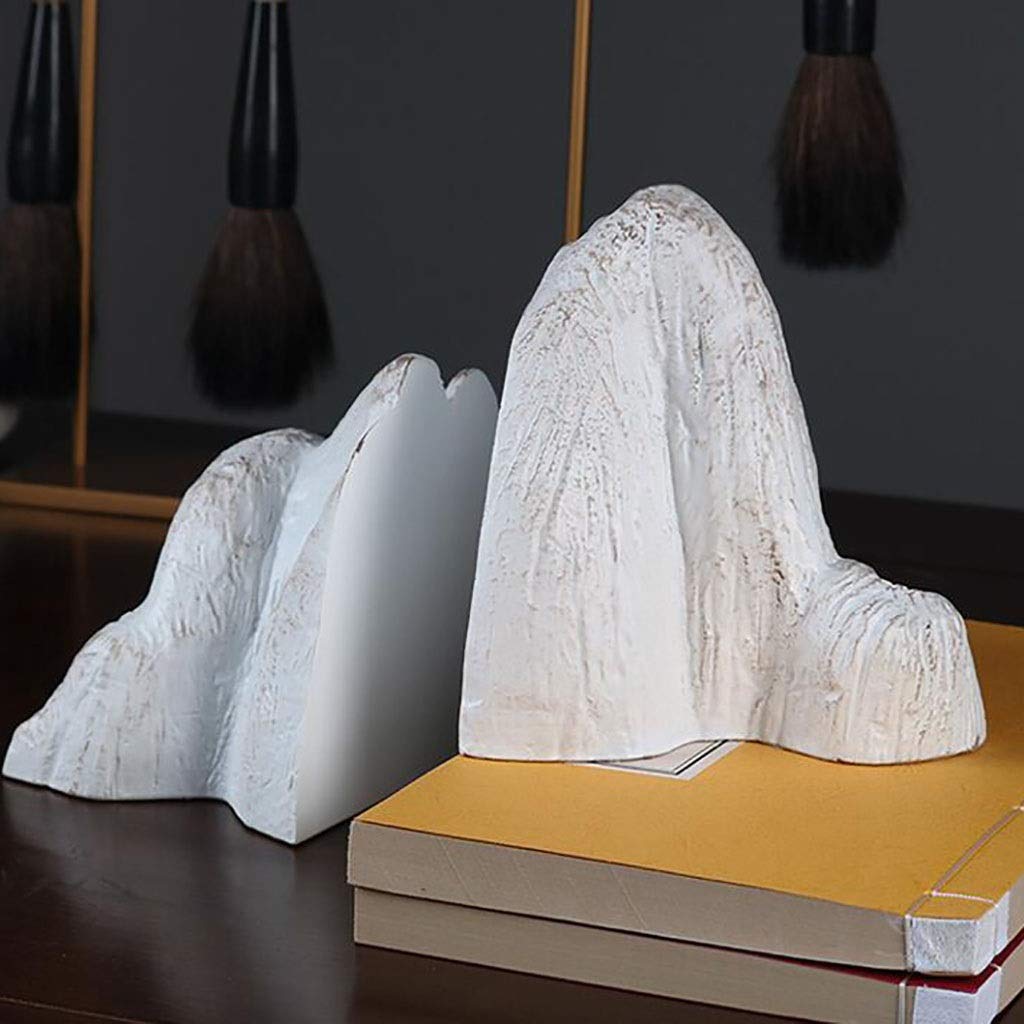 Mountain-Shaped Resin Bookends - Heavy Duty Modern Bookshelf Decor for Bedroom, Office & School - Stylish Desktop Book Display & Decoration | Perfect for Organizing Novels, Textbooks & Home Library Collections