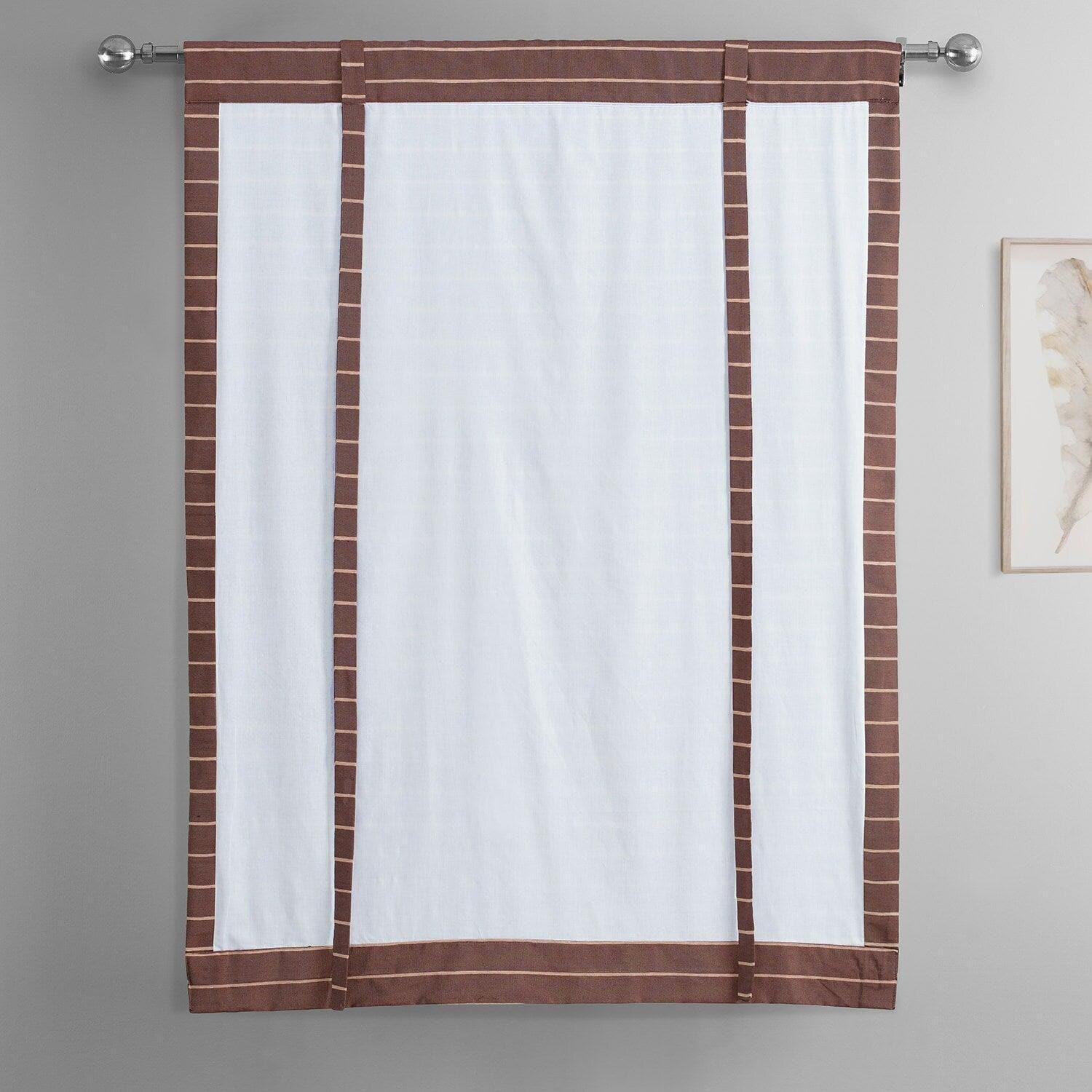 Red Striped Handwoven Cotton Blackout Window Shade - Room Darkening Tie-Up Curtain for Bedroom, Nursery & Home Decor