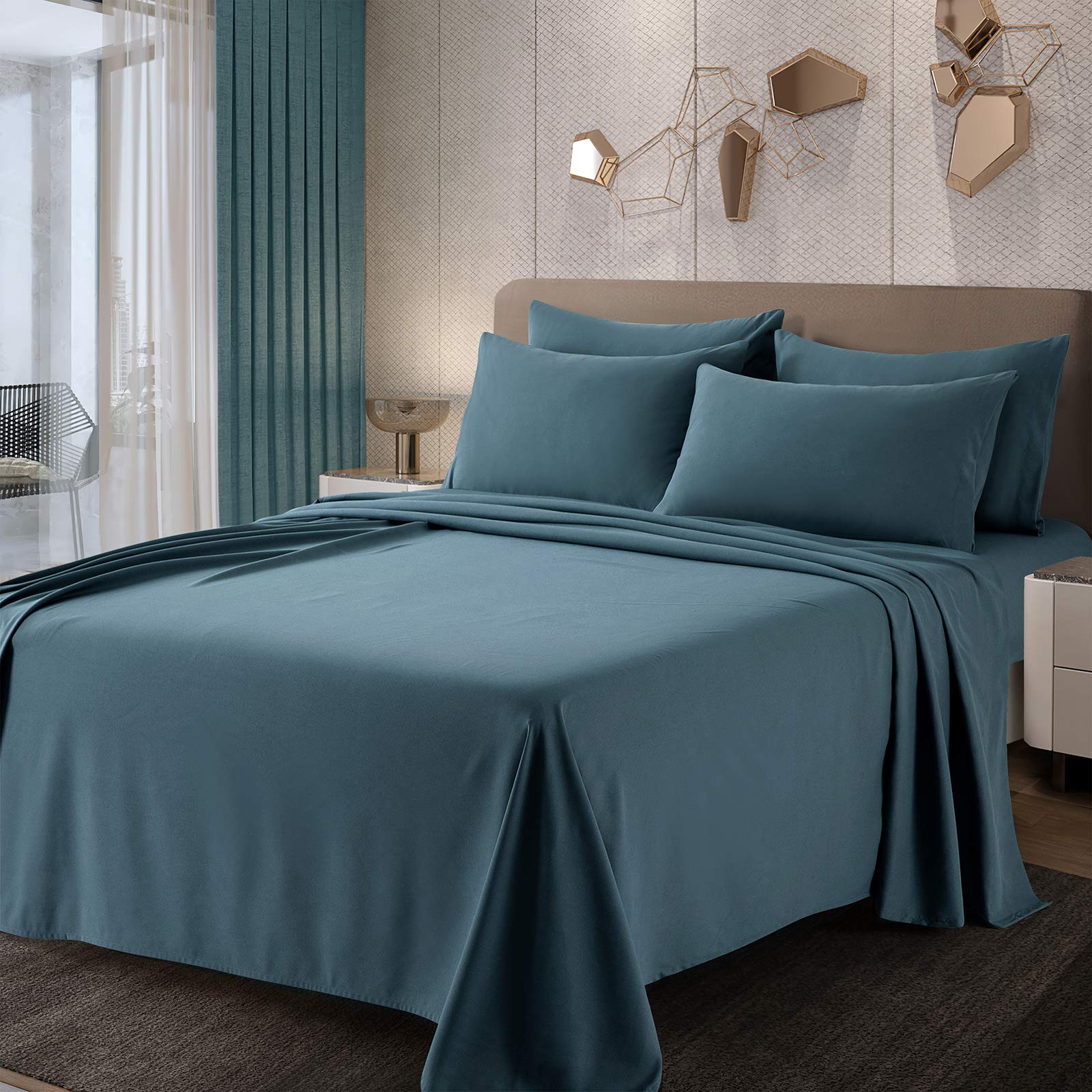 Premium 1800 Thread Count Microfiber Pillowcase Set of 4 - Queen Size with Envelope Closure - Ultra Soft & Easy Care (Teal) - Perfect for Bedroom, Guest Room & Hotel Use