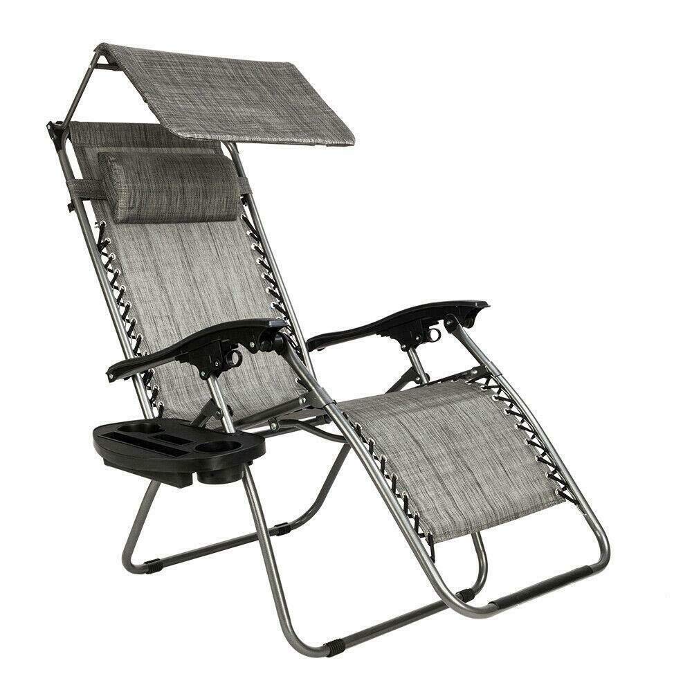 Zero Gravity Folding Patio Lounge Chair with Adjustable Sunshade & Cup Holder - Perfect for Beach, Poolside Relaxation & Backyard Lounging