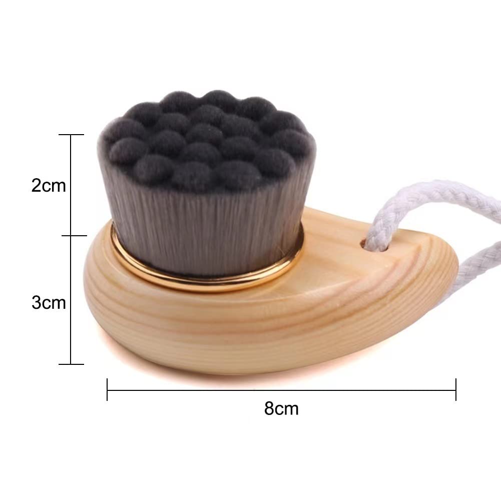 1Pc Soft Microfiber Wooden Facial Cleansing Brush for All Skin Types - Gentle Exfoliating & Deep Cleansing Face Brush for Daily Skincare Routine & Spa Treatment