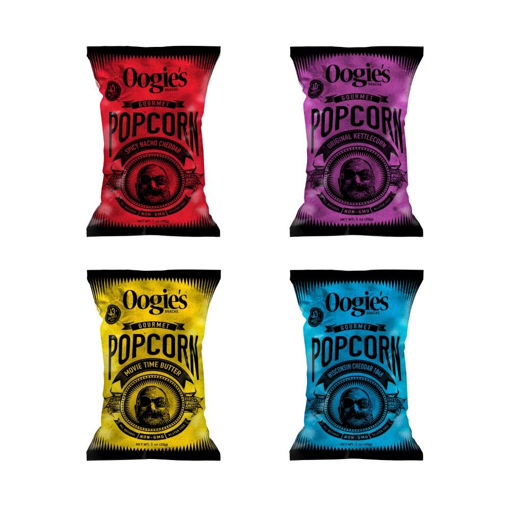 Oogie's Gourmet Popcorn - 16 Pack Variety Flavor Snack Pack | Gluten Free, Non-GMO, 1oz Individual Bags | Perfect for Movie Nights, Parties & Office Snacks