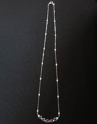 3.60 Carat Natural Ruby Emerald Sapphire Diamond Necklace - 14K Gold Plated, F/VS Clarity, Arch & By Yard Design - Perfect for Weddings, Anniversaries & Special Occasions