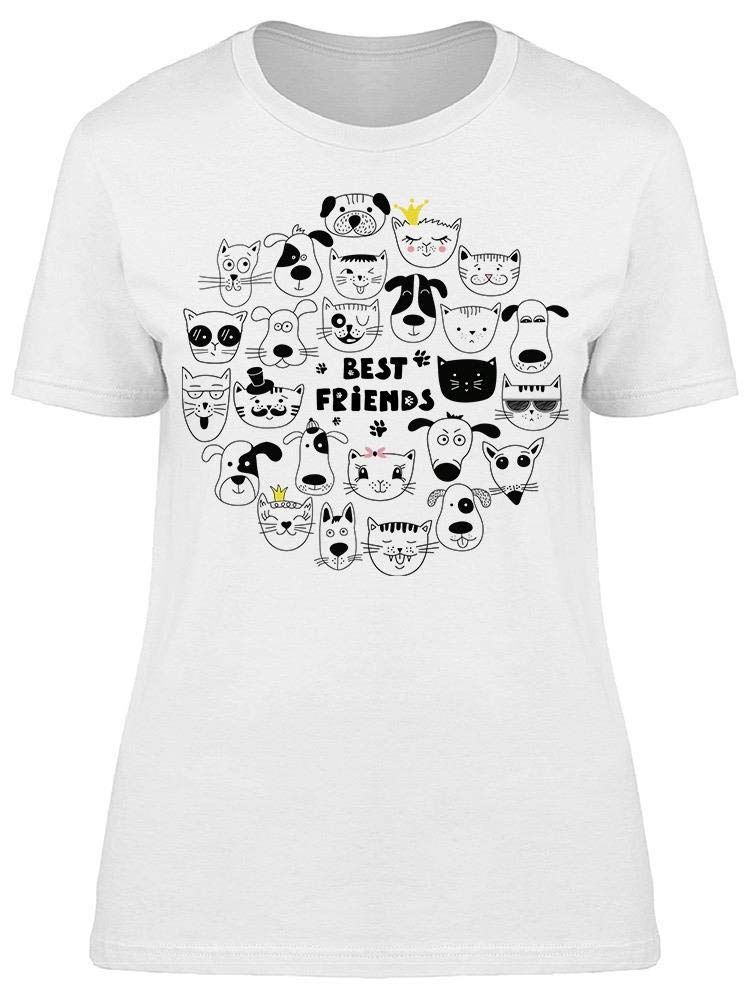 Best Friends Dog and Cat T-Shirt for Women - Cute Matching Pet Lover Tee for Casual Wear & Gifts
