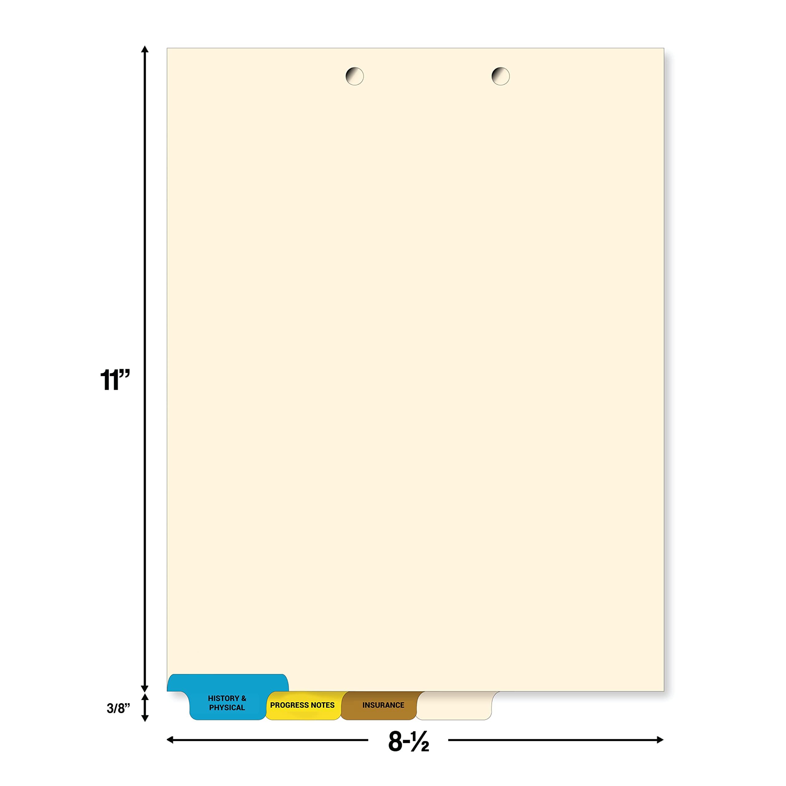 Stock Medical Chart Dividers - 100 Sets of 4 Popular Healthcare Index Tabs, 8.5