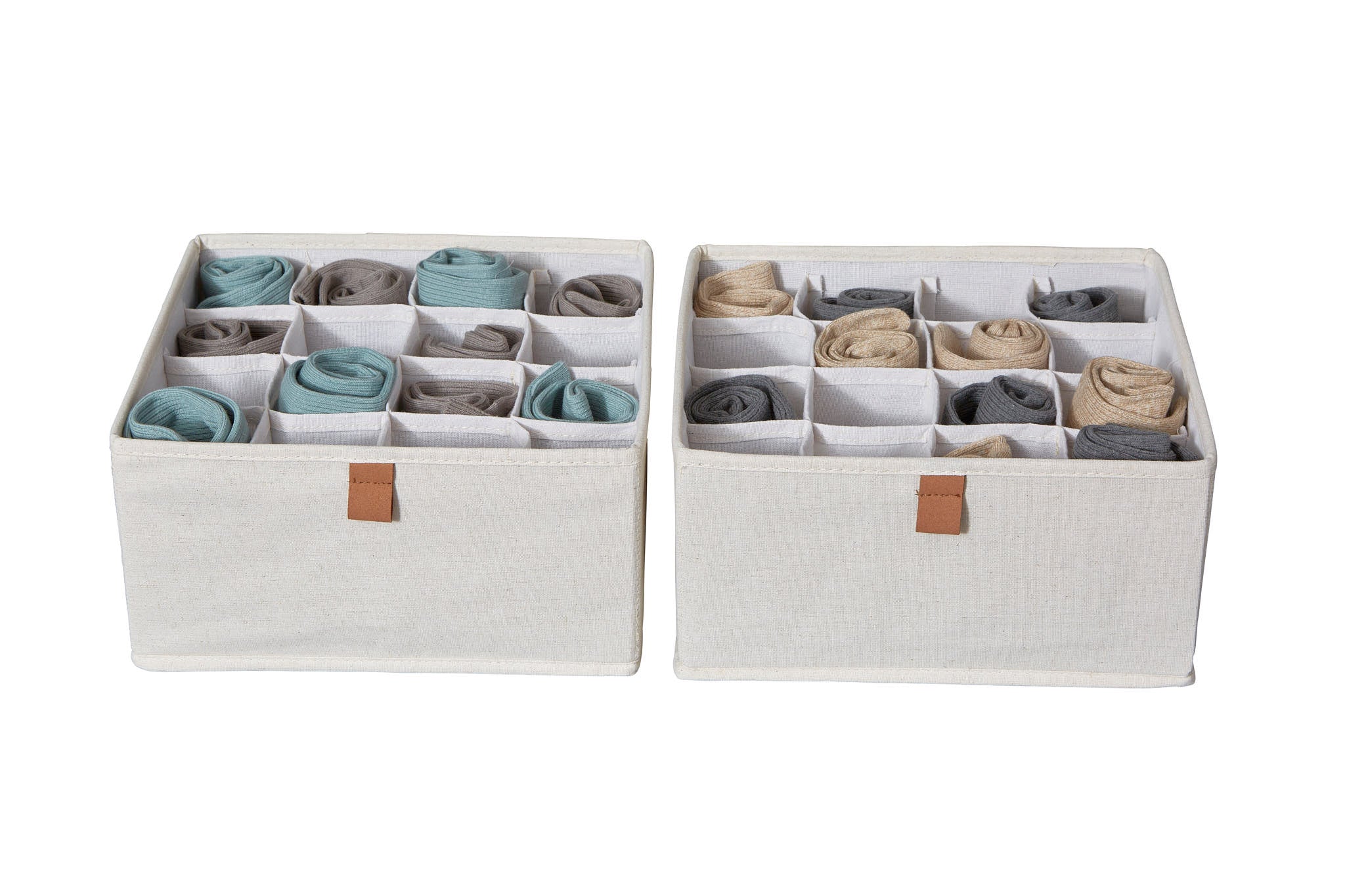 Premium Fabric Wardrobe Organizer Set - 16 Compartment Hanging Closet Storage (2-Pack, Cream) for Clothes, Shoes & Accessories - Perfect for Bedroom, Closet & Travel Organization