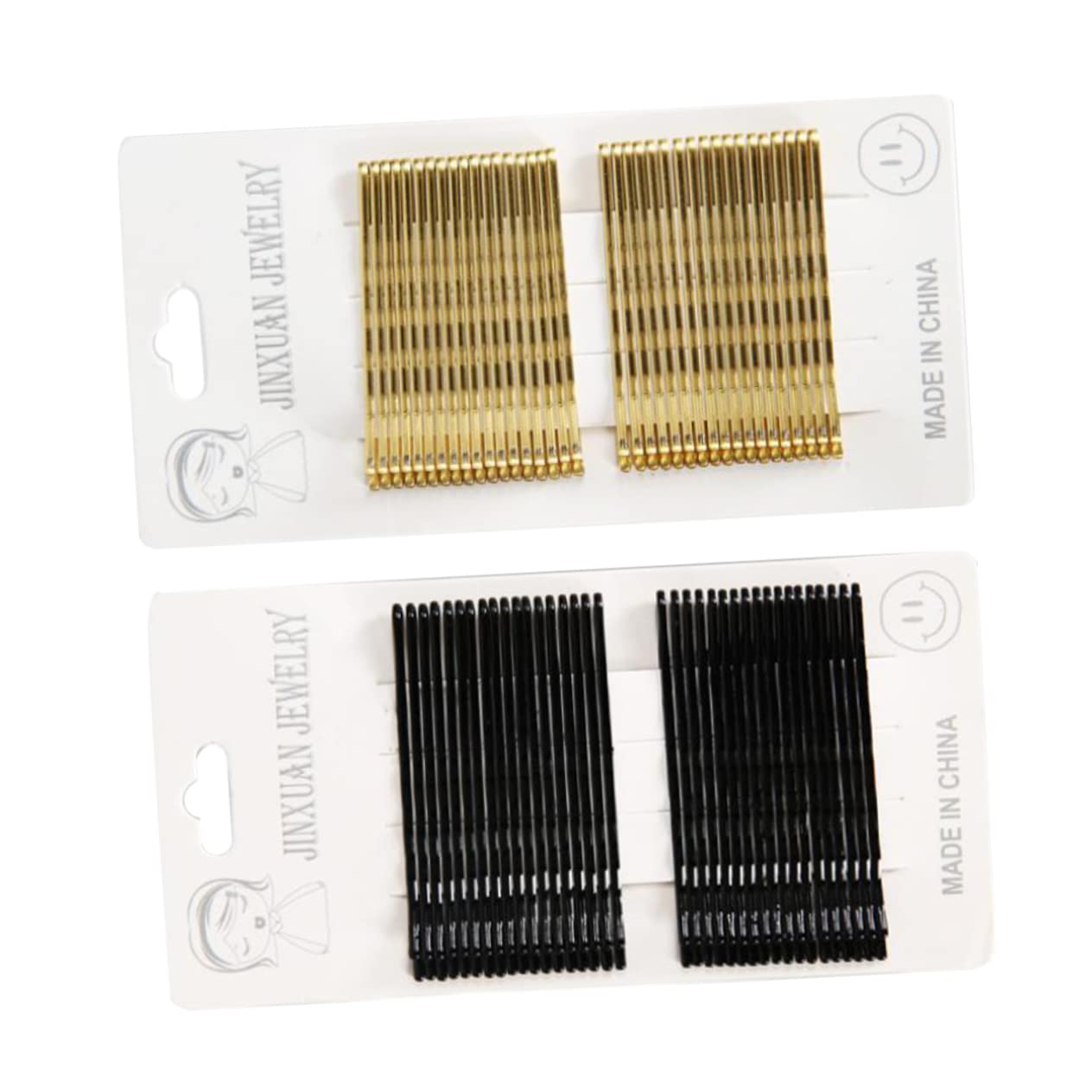 Minkissy 2-Pack Gold Trim Women's Hair Barrettes & Bobby Pins – Elegant Metal Hair Clips & Side Clips for Women, Perfect for Weddings, Parties & Everyday Styling