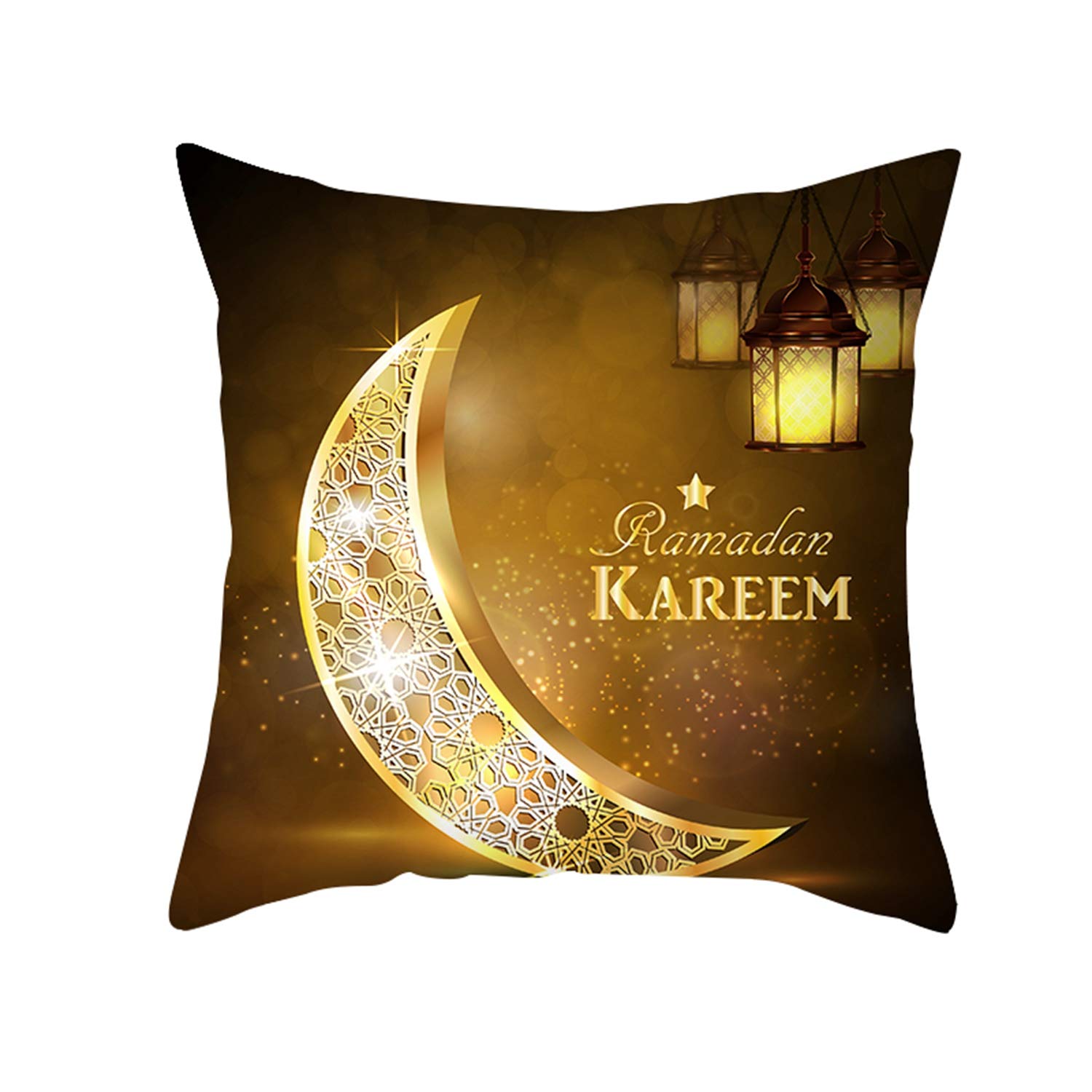 Hanfike Floral Pillow Covers 18x18 Inch - Gold Decorative Cushion Cases for Sofa, Bed, Couch - Ramadan Print Home Decor (TPR372-16) | Perfect for Living Room, Bedroom & Holiday Decorations