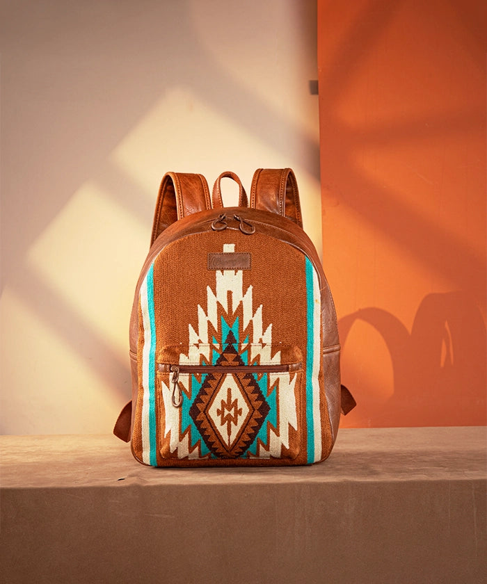 Wrangler Aztec Knitted Backpack - Stylish & Durable College Backpack for Women & Men - Perfect for School, Travel & Outdoor Adventures