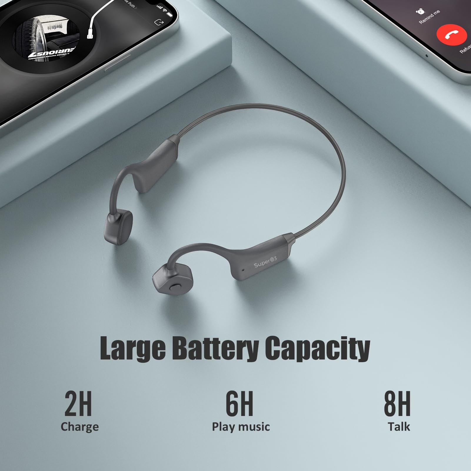 Waterproof Bone Conduction Bluetooth Headphones - Wireless Open Ear Sports Headset with Mic, Sweatproof for Running, Workout, Gym | Perfect for Outdoor Activities & Cycling