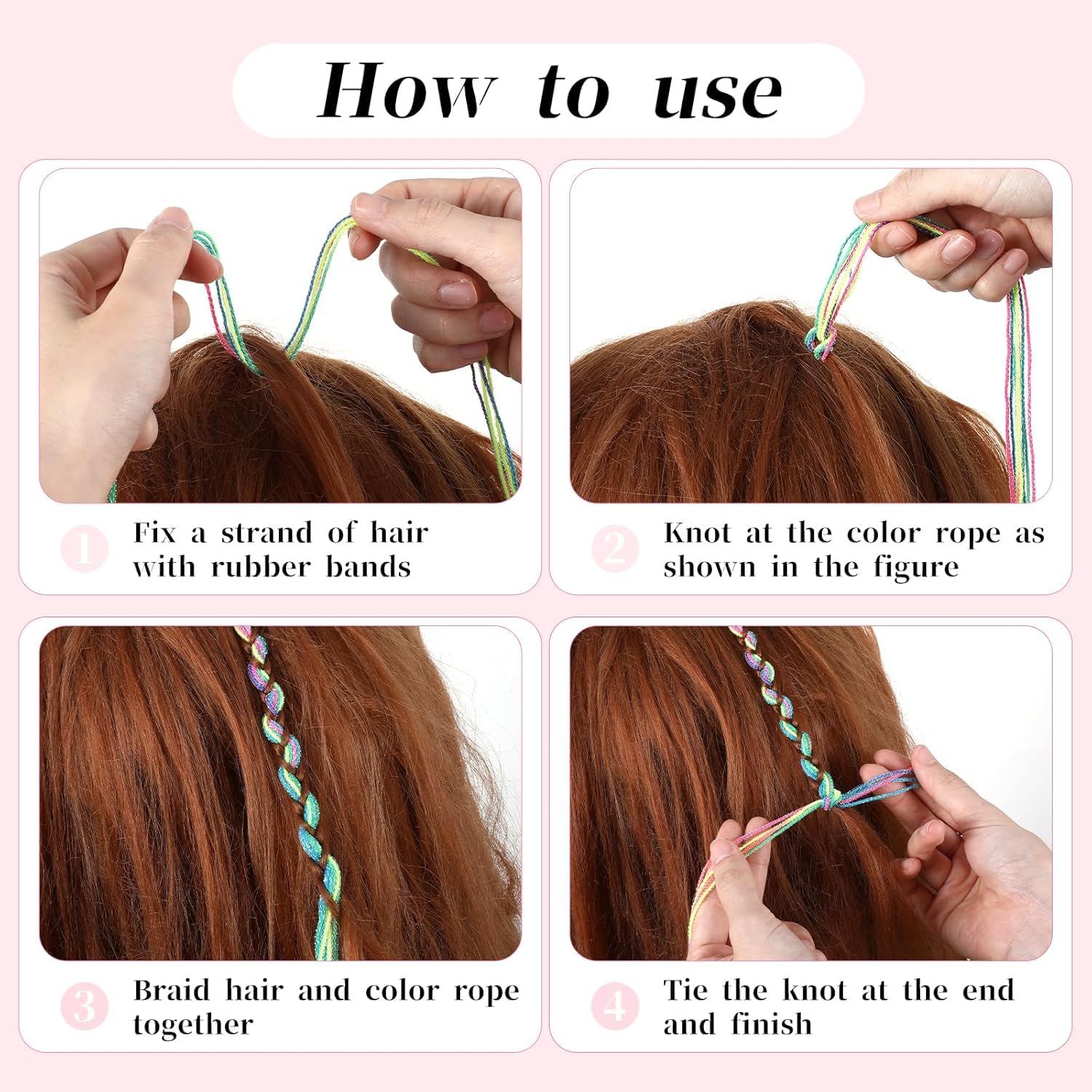 ZUGAD Rainbow Braiding Hair Ties - 22 Pack Colorful Hair Wrap Strings for Braids, Gradient Hair Rope Bands, Girls Hair Styling Accessories | Perfect for School, Parties & Everyday Hairstyles