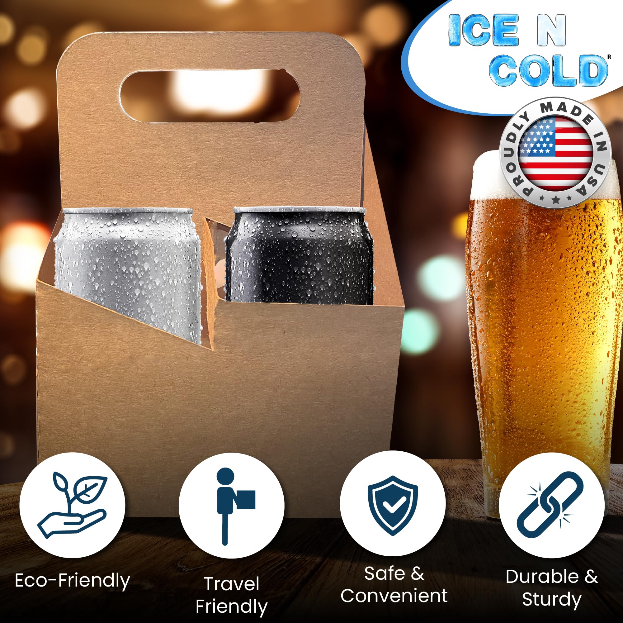 2 Cup Drink Carrier with Handle | Eco-Friendly Kraft Paperboard Cup Holder | Disposable Hot & Cold Beverage Tray for Coffee, Tea, Smoothies | Perfect for Food Delivery Services like Uber Eats, DoorDash, Takeout Restaurants & Cafes (100 Pack) - Ideal for Coffee Shops, Bubble Tea Stores, Office Meetings & Catering Events