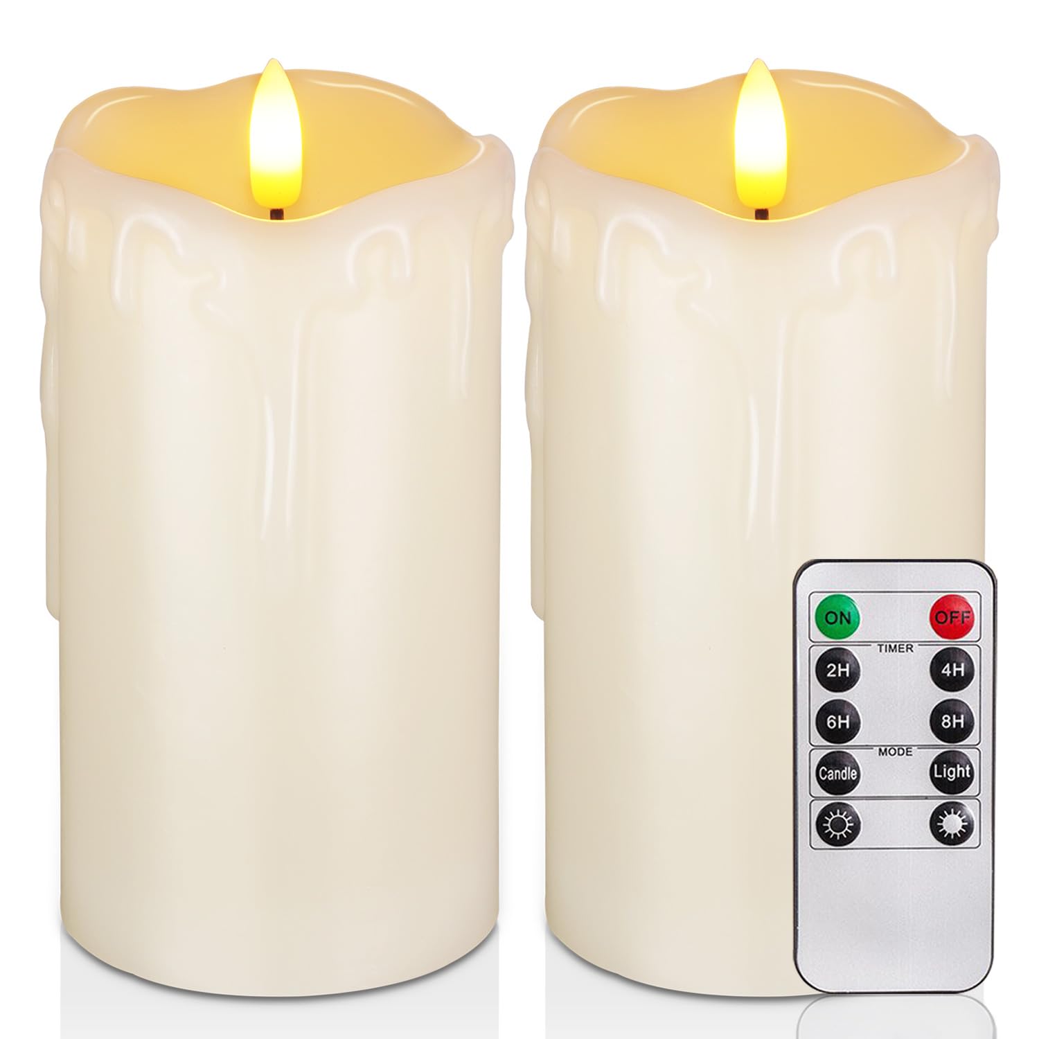 Homemory Flameless LED Candles with Remote & Timer - Battery Operated Dripping Wax Pillar Candles (3