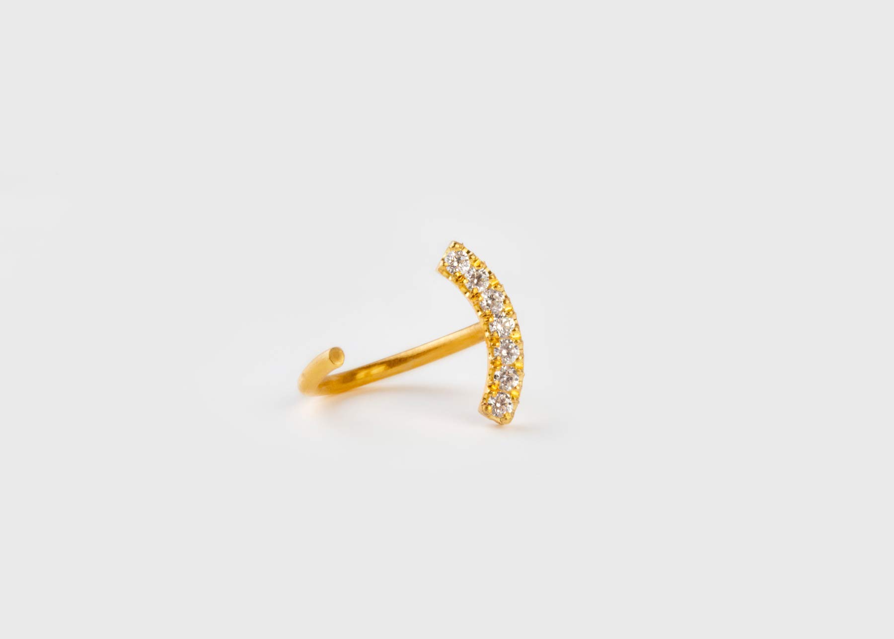 Elegant 9K 14K 18K Solid Gold Diamond Curved Bar Earrings for Women - Tiny Hoop Huggie Earrings, Minimalist Open Hoop Jewelry - Perfect for Weddings, Parties & Everyday Wear
