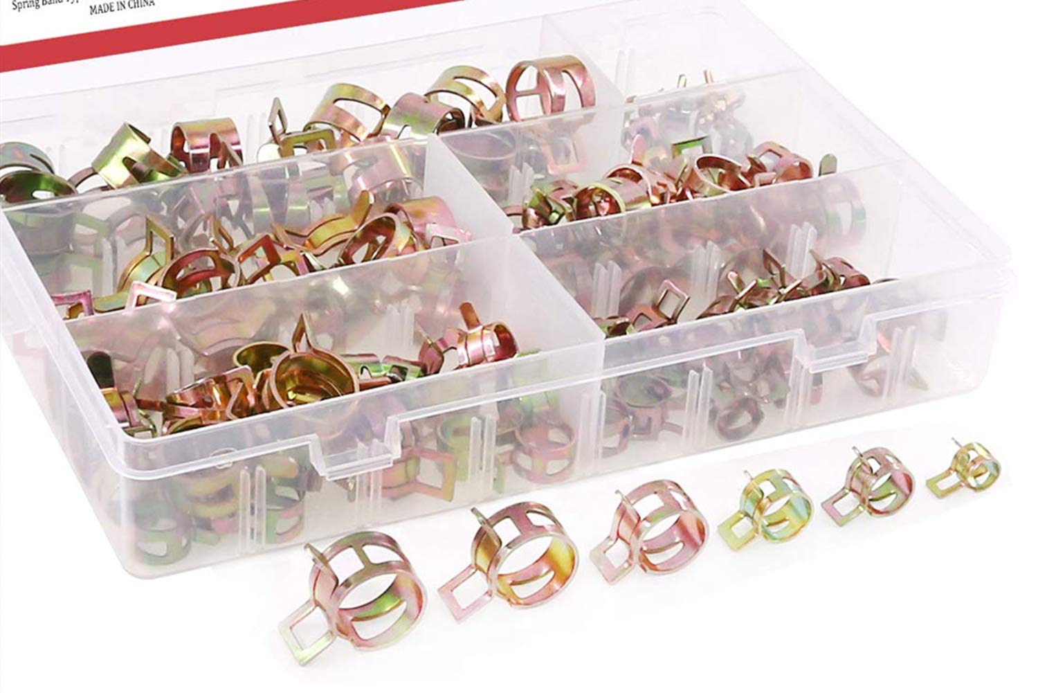 High-Quality Spring Band Type Fuel/Silicone Vacuum Hose Pipe Clamps (75 PCS) - Low Pressure Air Clip Clamps for Automotive, Marine & Industrial Applications - Perfect for Fuel Lines, Coolant Hoses & Air Intake Systems