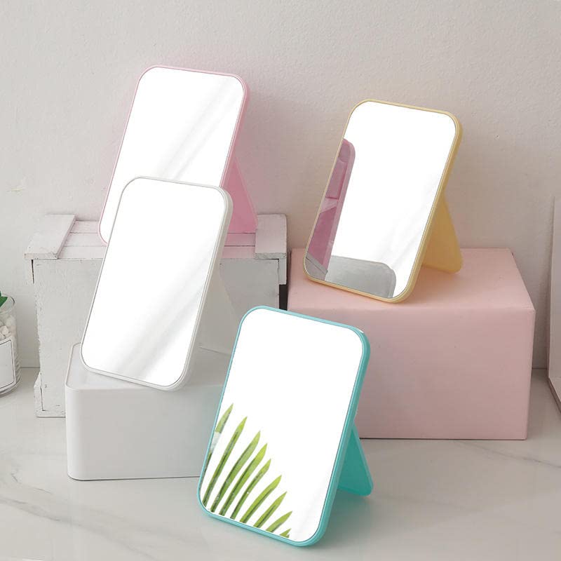 Foldable Desktop Makeup Mirror with Stand - 90° Adjustable Rotation, Portable Square Vanity Mirror for Women | Perfect for Home, Travel & Salon Use (Blue)
