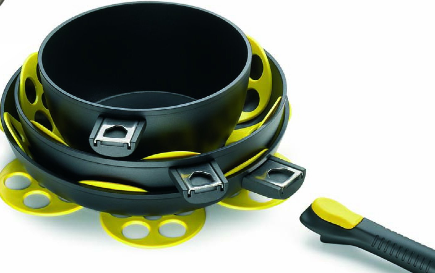 VinoLife Campana Happy Cooking Detachable Handle - Black Handle with White Lever - Universal Size for Pots & Pans - Perfect for Camping, RV & Small Kitchen Spaces