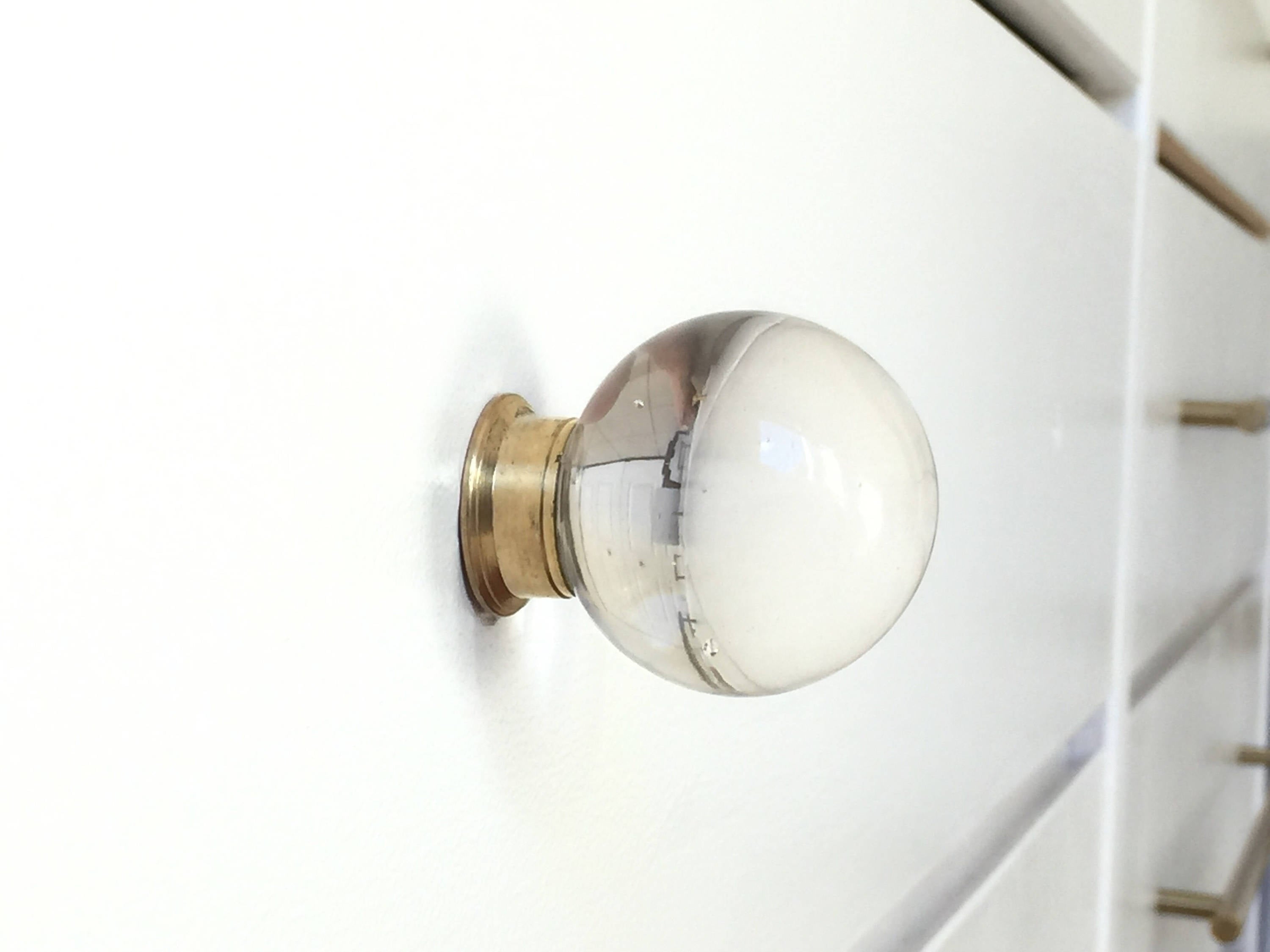 Vintage Round Glass & Brass Ball Drawer Knobs - Elegant Cabinet Hardware for Dressers, Nightstands, Kitchen Cabinets & Furniture Restoration Projects