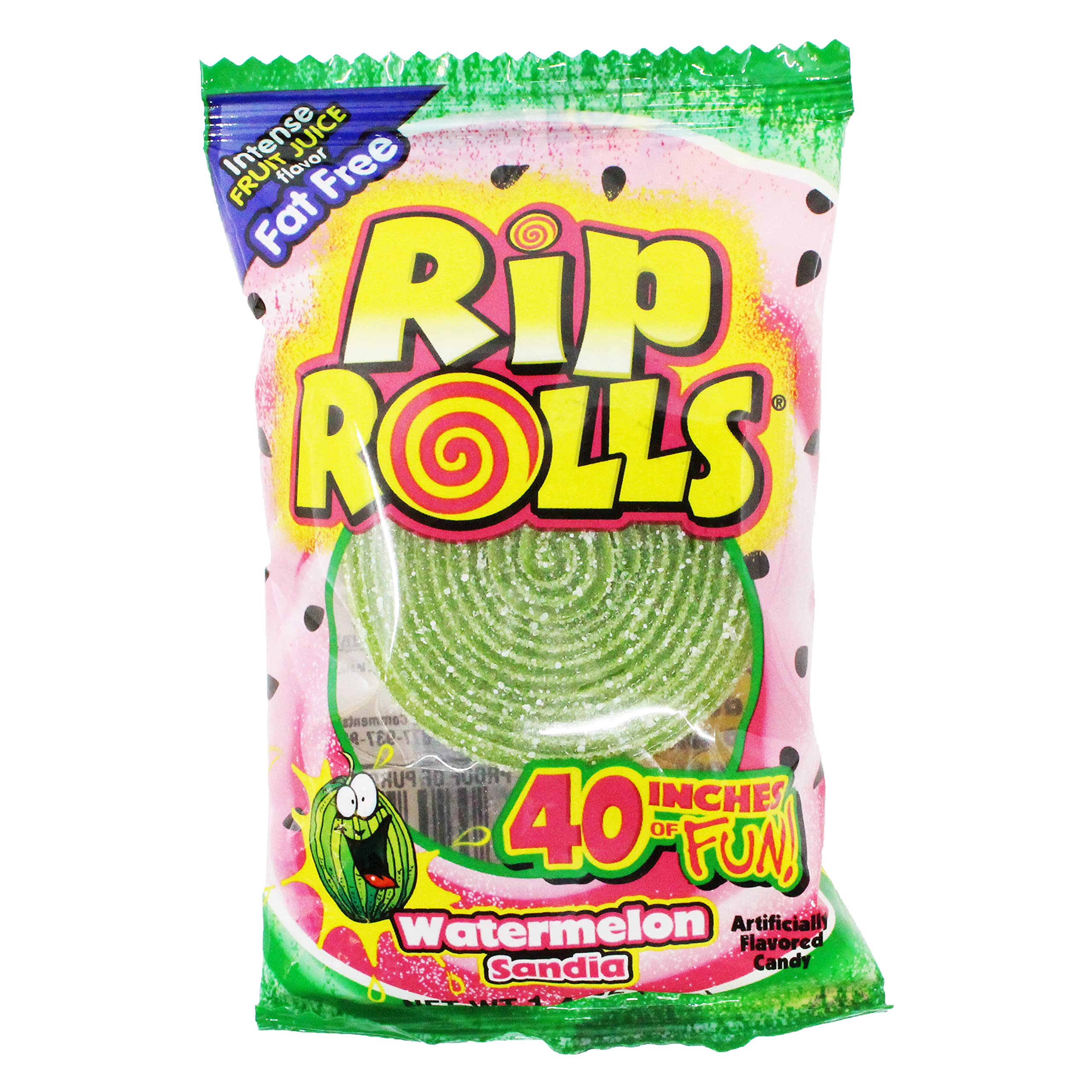 Rip Rolls Watermelon Candy - 1 Pack | Sour & Sweet Chewy Candy for Kids & Adults | Perfect for Parties, Snacks & Movie Nights