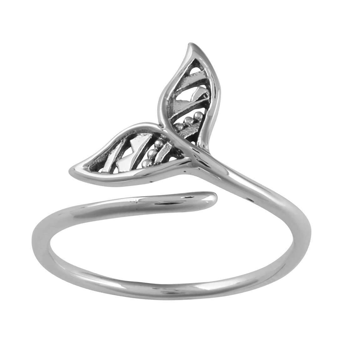 Mandala Dolphin Tail Ring - Boho Silver Jewelry for Women - Perfect for Beach, Festival & Everyday Wear
