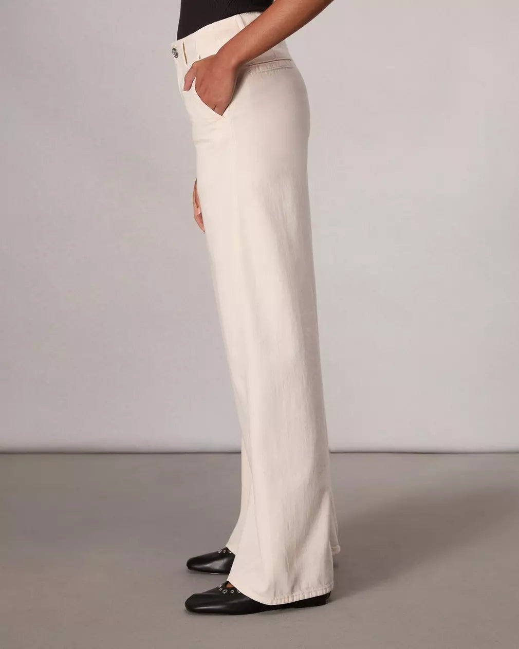 Featherweight Wide Leg Sofie Jean in Ecru - Comfortable & Stylish Women's Pants for Casual Wear & Office Outfits