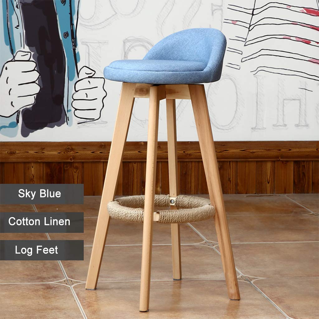 Swivel Bar Stools with Wooden Frame & Linen Upholstery - Adjustable Height Kitchen Counter Stools with Backrest & Footrest - Perfect for Home Bars, Breakfast Nooks & Small Space Dining