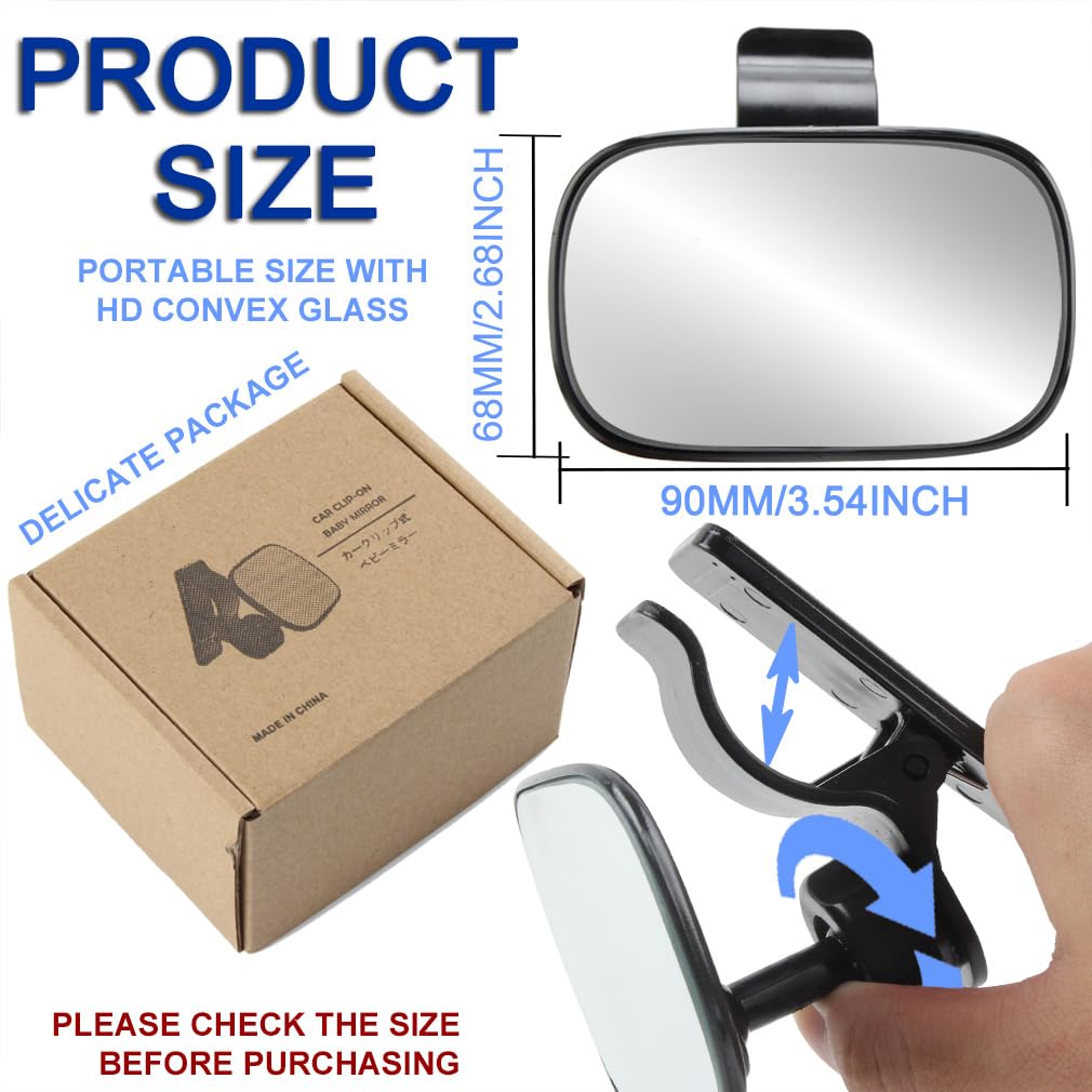 JONMON Baby Car Mirror - Adjustable Clip-On Rearview Mirror for Back Seat, Safe Convex Design for Cars & Trucks | Perfect for Parents to Monitor Infants While Driving