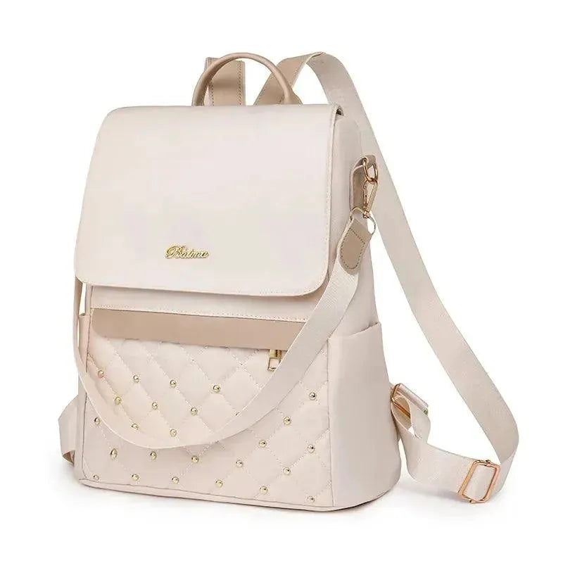 Vintage Soft Leather Women's Shoulder Backpack - Stylish & Durable Handbag for Work, Travel & Daily Use