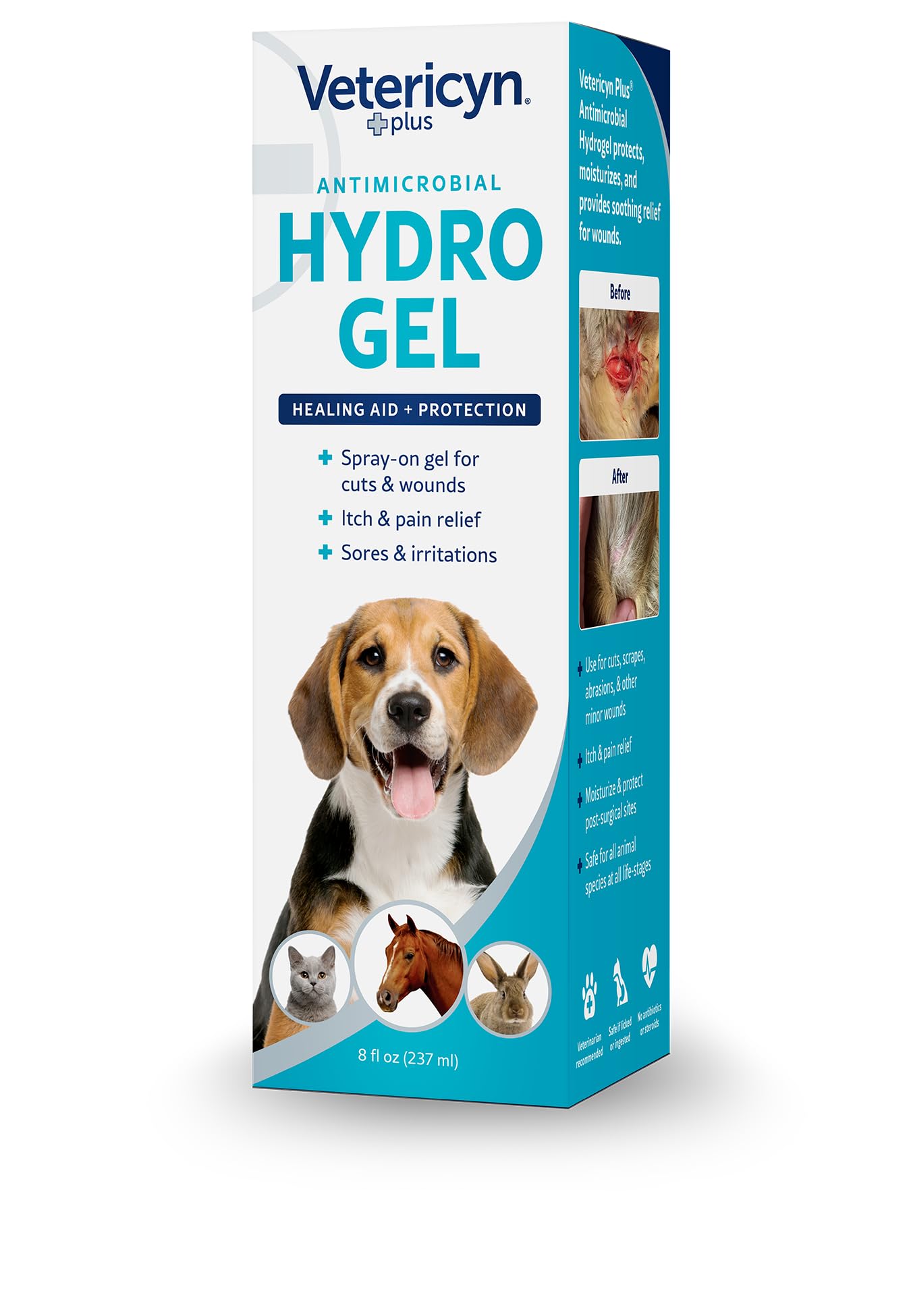 Vetericyn Plus Dog Wound Care Hydrogel Spray - Safe & Effective Healing Aid for Cuts, Scrapes & Itchy Skin | Wound Protectant for Dogs, Cats & All Pets | 8oz | Ideal for Post-Surgery, Hot Spots & Daily First Aid