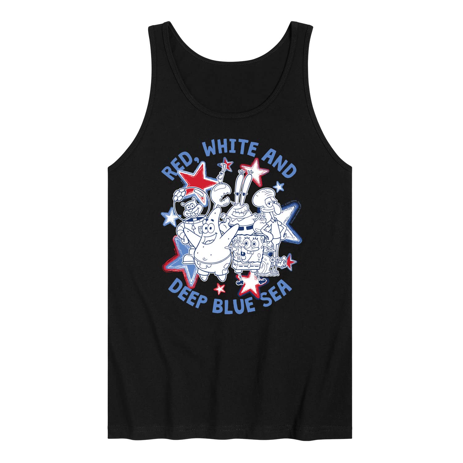 HYBRID APPAREL Spongebob Squarepants Men's Jersey Tank Top - Red White & Navy Blue Sleeveless Shirt for Beach, Pool Party & Summer Outfits