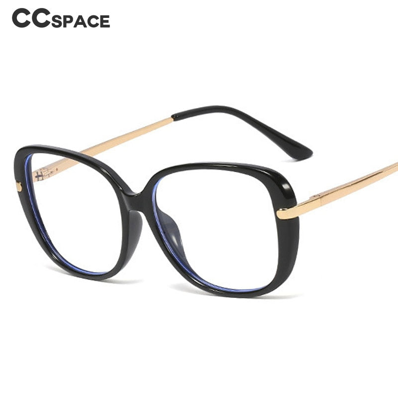 CCspace Unisex Full Rim Cat Eye Titanium Frame Eyeglasses 45836 - Lightweight & Durable Glasses for Work, Reading & Fashion