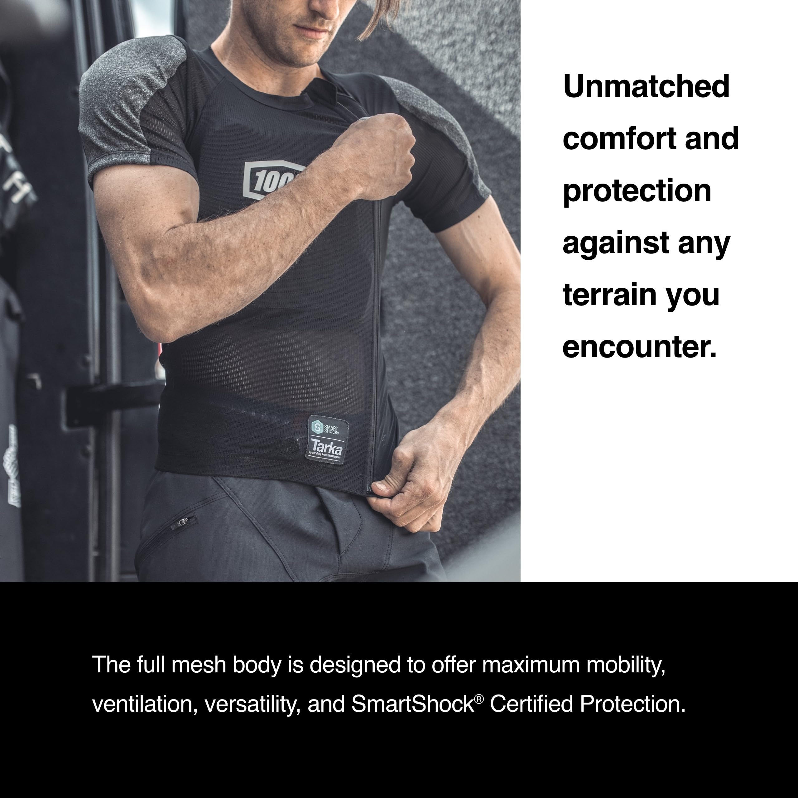 TARKA 100% Breathable Short Sleeve Motorcycle Undershirt with Smartshock Technology - Performance Base Layer for Bike Riding, Dirt Bike, Mountain Bike & Motocross - Black, Medium - Ideal for Adventure Sports & Off-Road Cycling