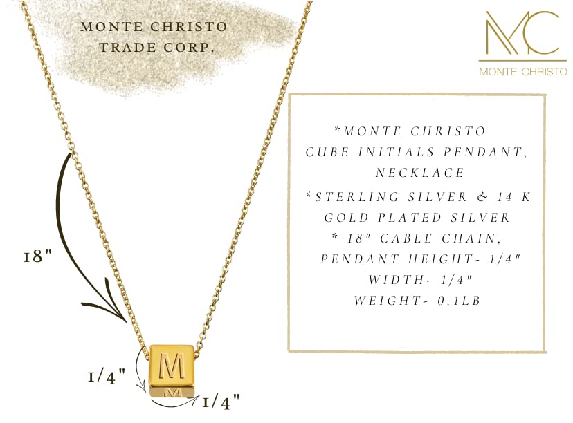Cube Initial Necklace for Women - 18” Cable Chain Personalized Jewelry | Handmade in USA | Perfect Gift for Her, Birthday, Anniversary & Everyday Wear